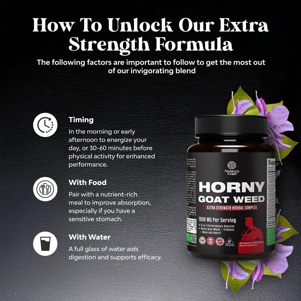 Horny Goat Weed for Men (9 in 1 Formula) - Male Enhancing Supplement - 60ct | Male enhancing formula with hornygoatweed for men extract to support stamina, vitality & drive