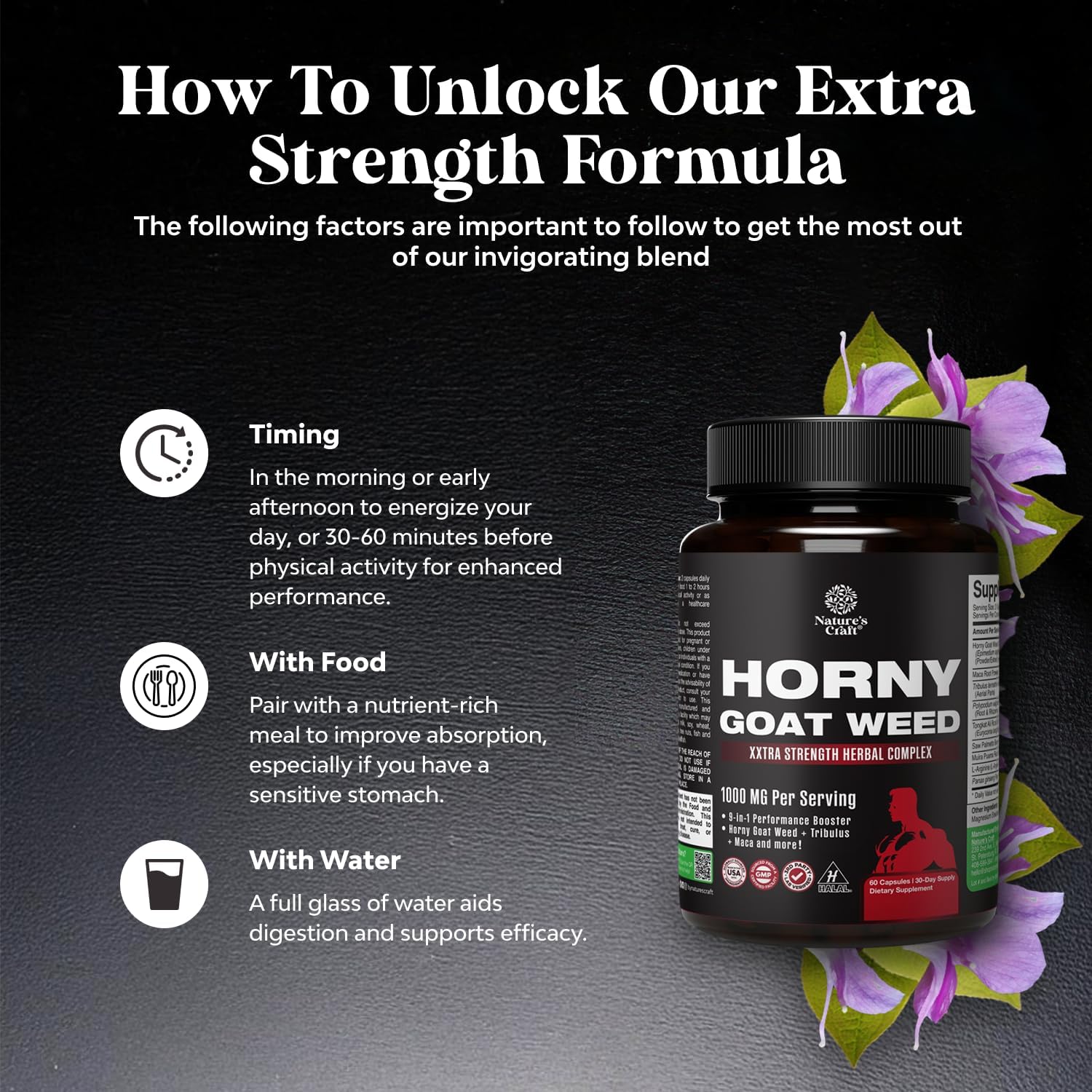 Horny Goat Weed for Men (9 in 1 Formula) - Male Enhancing Supplement - 60ct | Male enhancing formula with hornygoatweed for men extract to support stamina, vitality & drive