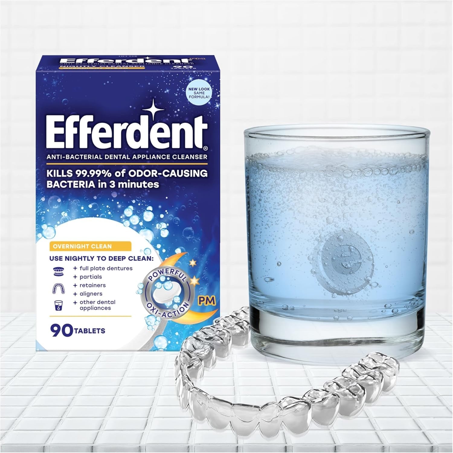 Buy now Efferdent Retainer Cleaning Tablets, Denture Cleaning Tablets for Dental Appliances, Overnight Whitening, 126 Count at indiglob india