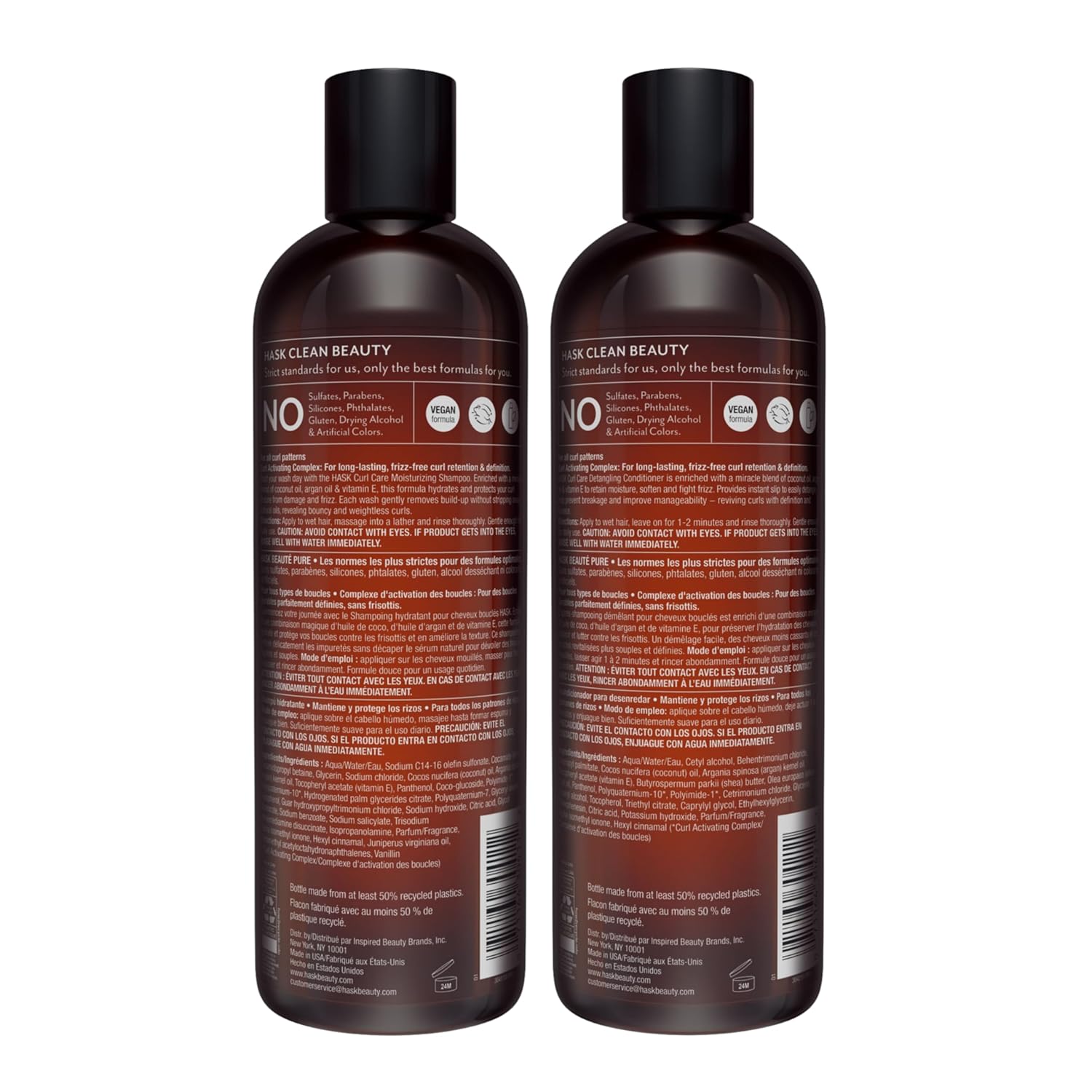 Buy now HASK Curl Care Shampoo + Conditioner Set with Coconut and Argan Oil | For Curly Hair, Sulfate-Free, Paraben-Free, Gluten-Free, Vegan, Cruelty-Free, Color Safe | 12oz each at indiglob india