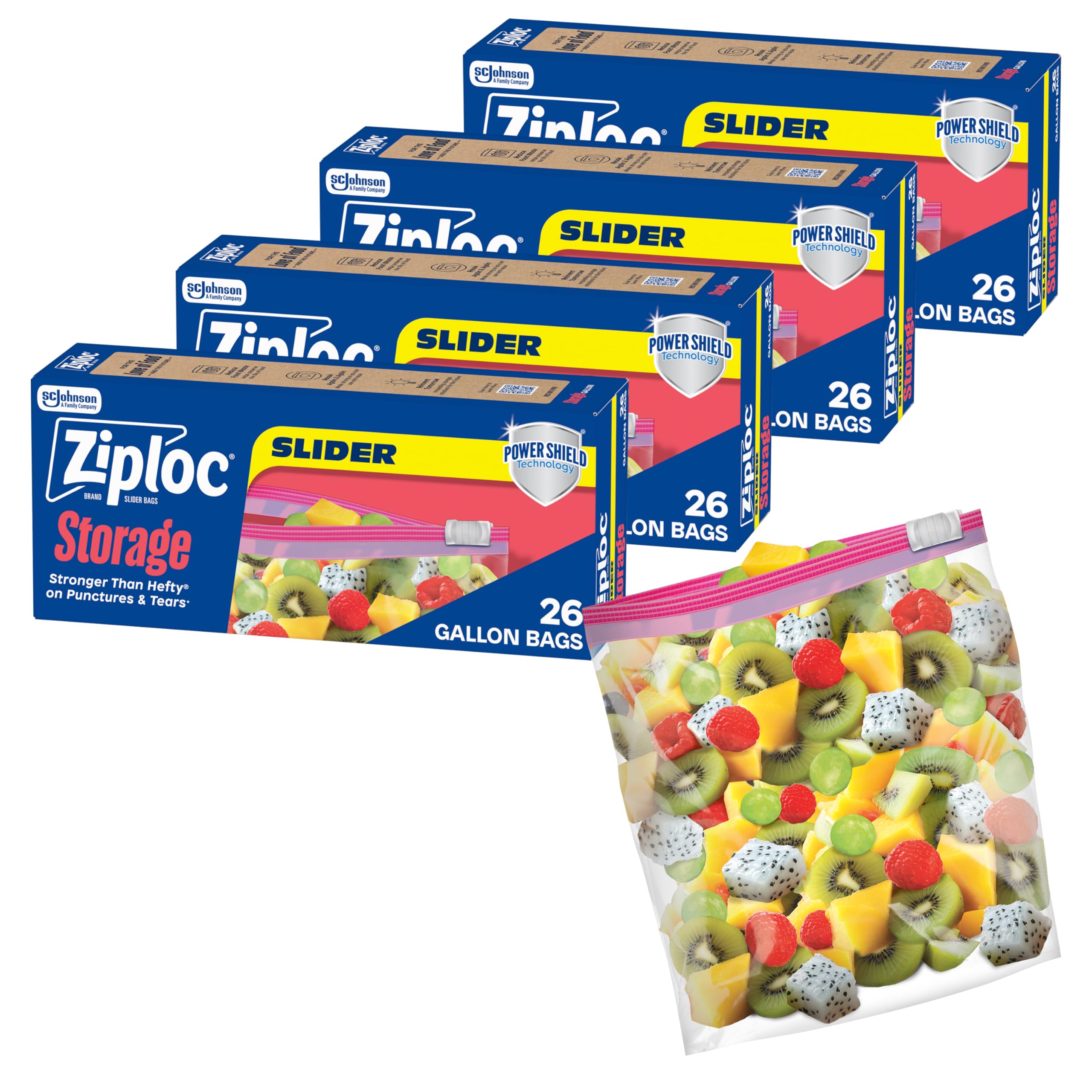 Buy now Ziploc Gallon Food Storage Slider Bags, Power Shield Technology for More Durability, 68 Count 104 Count at indiglob india