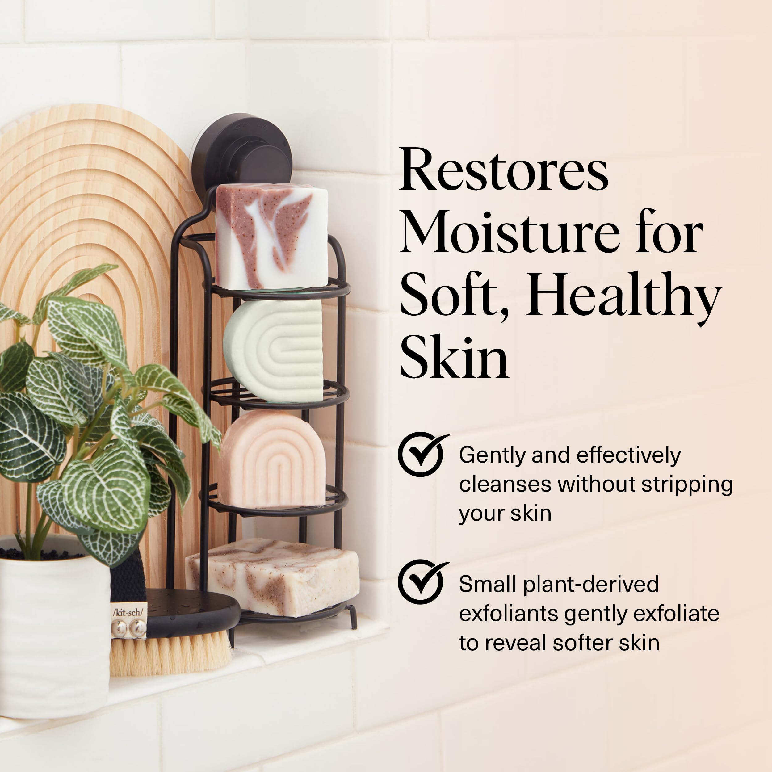Buy now Kitsch Shea Butter Exfoliating Body Wash Bar â€“ Moisturizing Bar Soap & Gentle Soap Bar with Plant-Based Exfoliants â€“ Hydrates, Softens & Soothes Skin â€“ Paraben, Silicone & Sulfate-Free - 4 oz at indiglob india