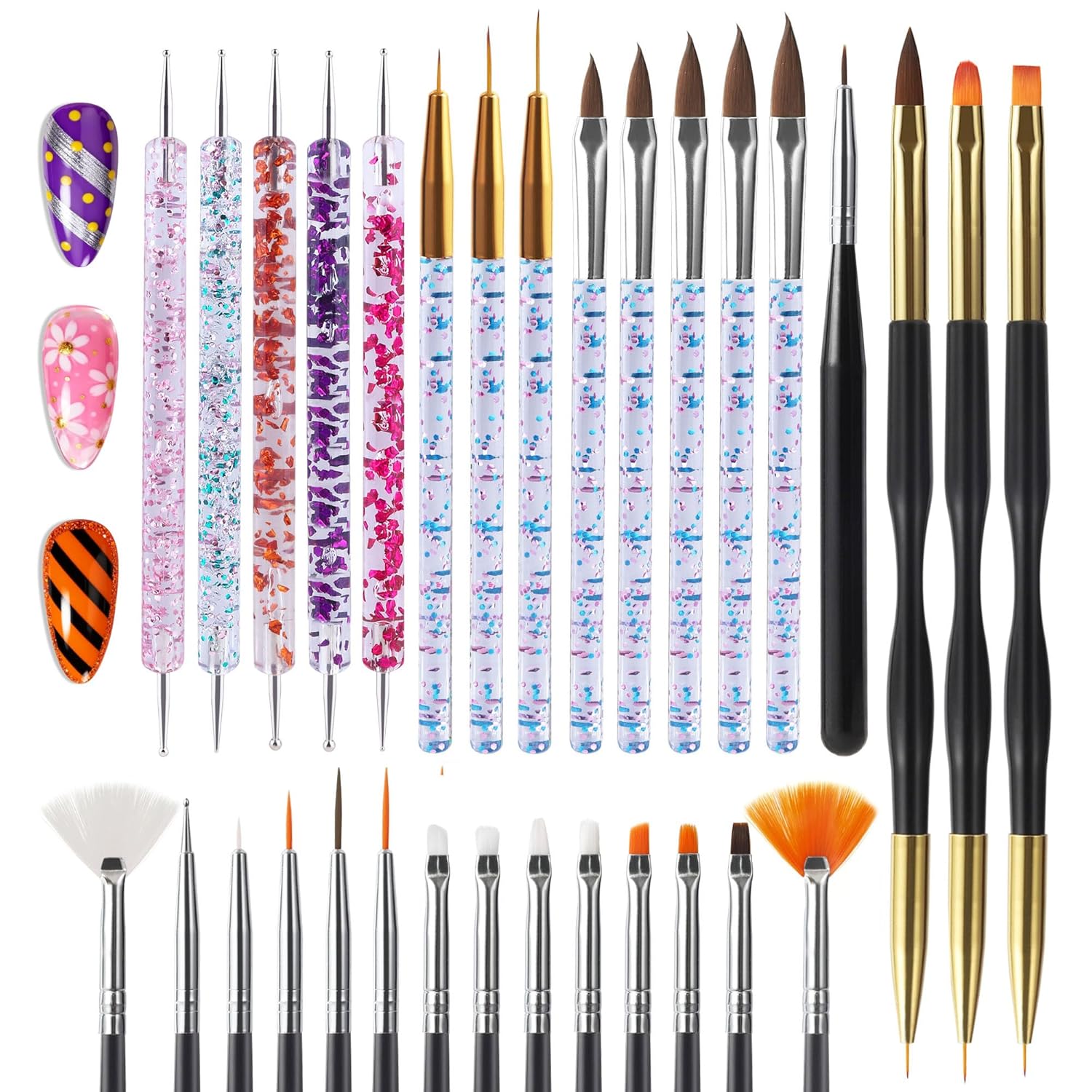 Buy now Artdone 31pcs Nail Art Brushes, Nail Art Tool Set, Dotting Tools, Dust Brush,Striping Brushes for Long Lines, Drawing Pen For Gel Polish Design supply at indiglob india