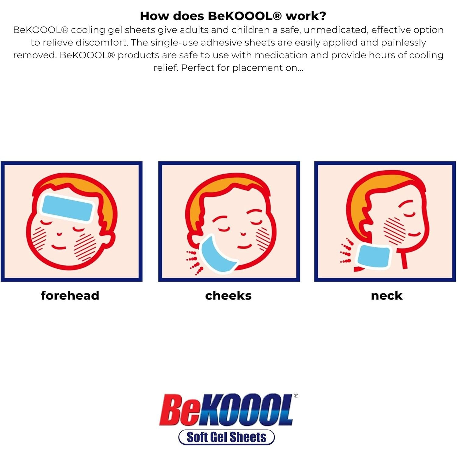 Buy now BEKOOOL Soft Gel Sheets for Kids for Cooling Relief from Fever discomfort | 4 Count at indiglob india