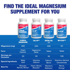 Triple Magnesium Complex 400 Mg - Clinical Formula Chelated Magnesium Supplement with Glycinate Malate and Citrate for Optimal Muscle Nerve Bone & Digestive Health Support - 1 Month Supply