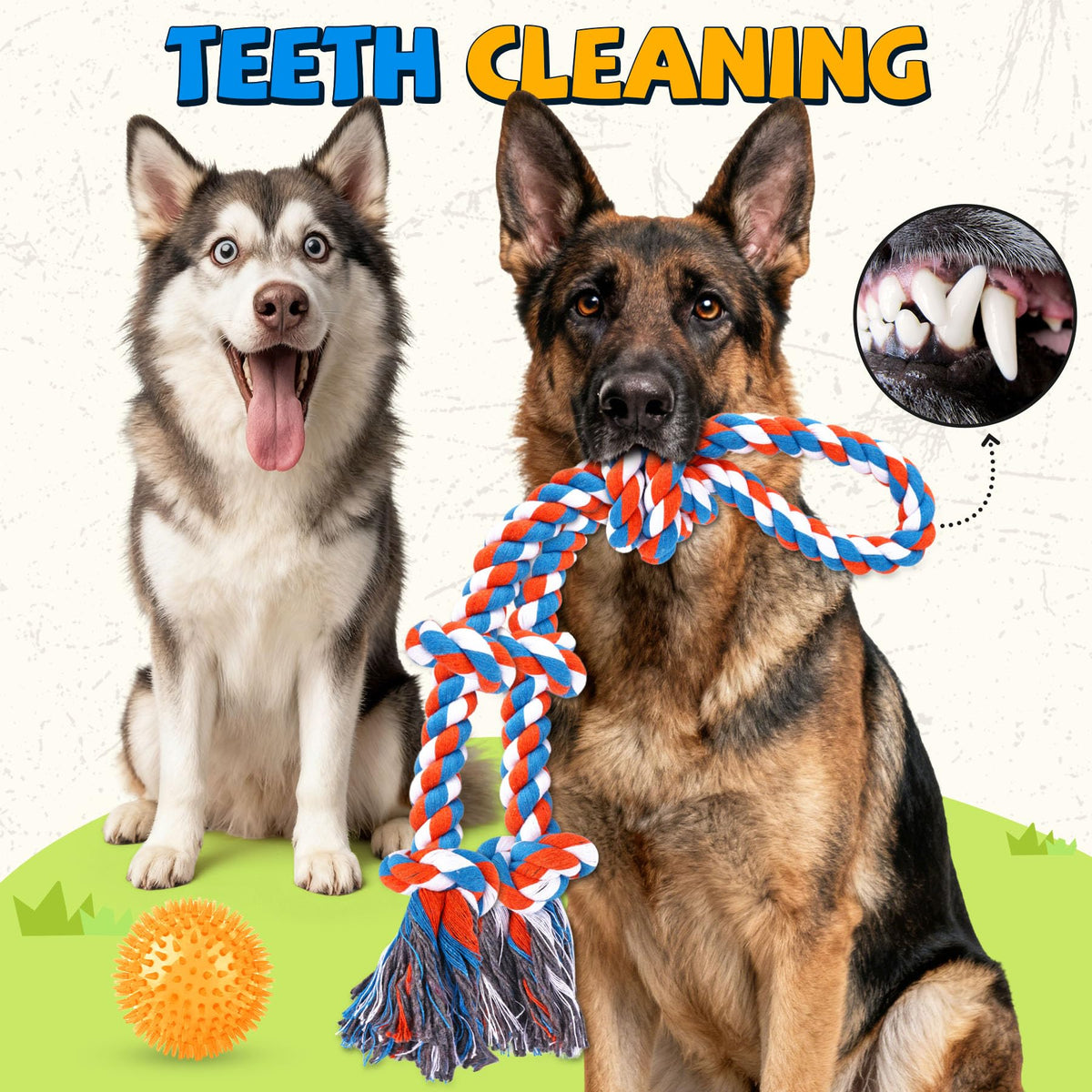 Tough Dog Toys for Aggressive Chewers – 3 Pack Tough Chew Toys for Large Dogs, Strong Rope Toys Ideal for Tug-of-War & Teeth Cleaning