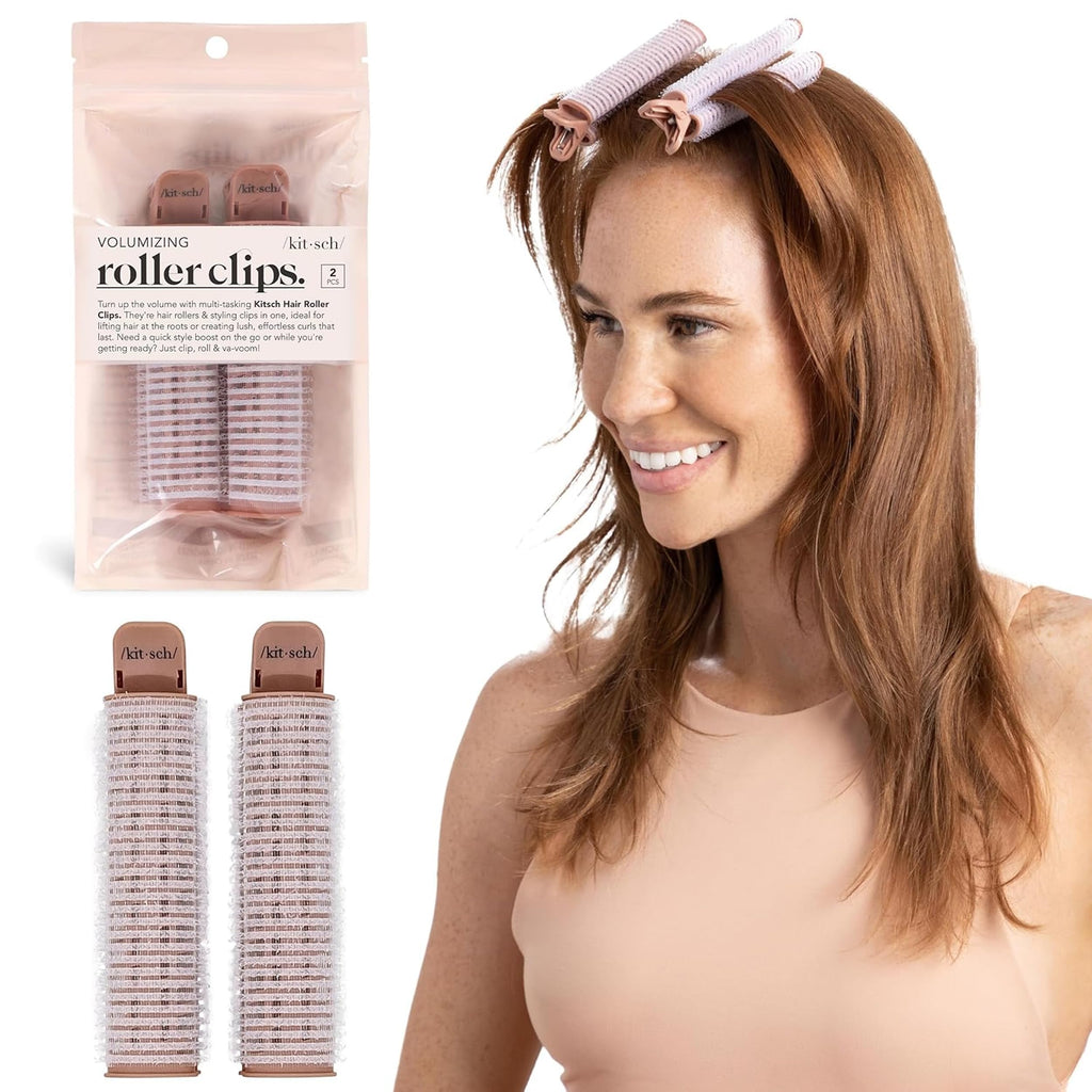 Buy now Kitsch Volumizing Hair Clips for Women - Hair Rollers for Volume & Curls - Volumizing Hair Products, Hair Roller Clips for Effortless Curls That Last - 2pc, Terracotta at indiglob india
