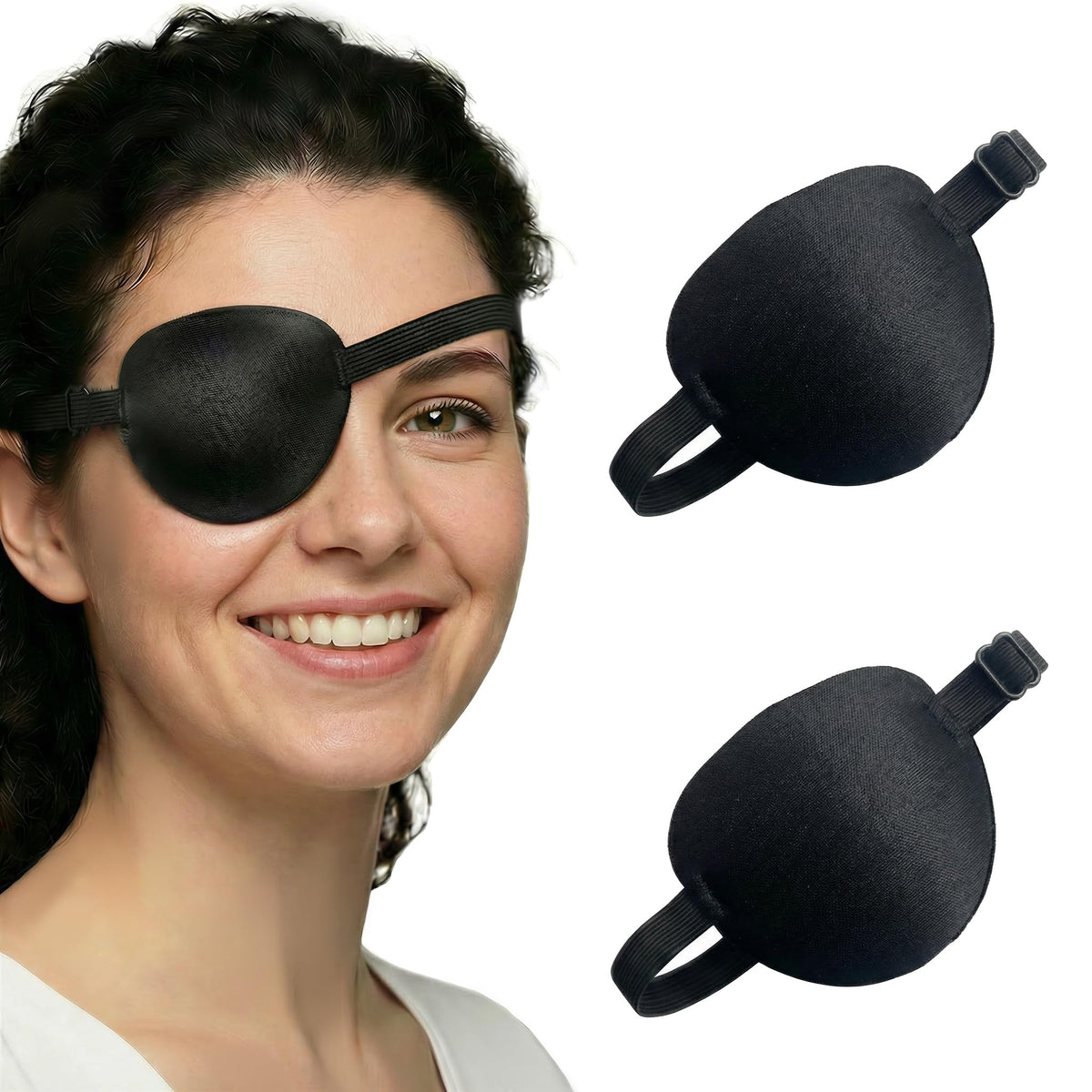 2 Pack Adjustable Medical Eye Patch, Reusable Amblyopia Eye Cover for Both Eyes