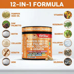 Clean Nutra Pumpkin Seed Oil Capsules + Saw Palmetto Biotin Collagen Keratin MSM Folate Hyaluronic Acid Supplements B12 Zinc Hair Supplement for Women Men Iodine 5-MTHF B-12 Vitamin B9-60 Pills