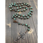 Buy now Nazareth Store Vintage Design Rosary Natural Jasper Stone Beads Necklace Holy Soil Medal & Cross Crucifix Religious Rosaries Terra Santa Jerusalem Collection at indiglob india
