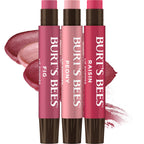 Burt's Bees Lip Shimmer Nude Collection, Tinted Lip Balm, 0.09 oz., 3 Tubes | Moisturizing for All Day Hydration, Natural Glowy Pigmented Finish, Buildable Color, 3 Warm Shades
