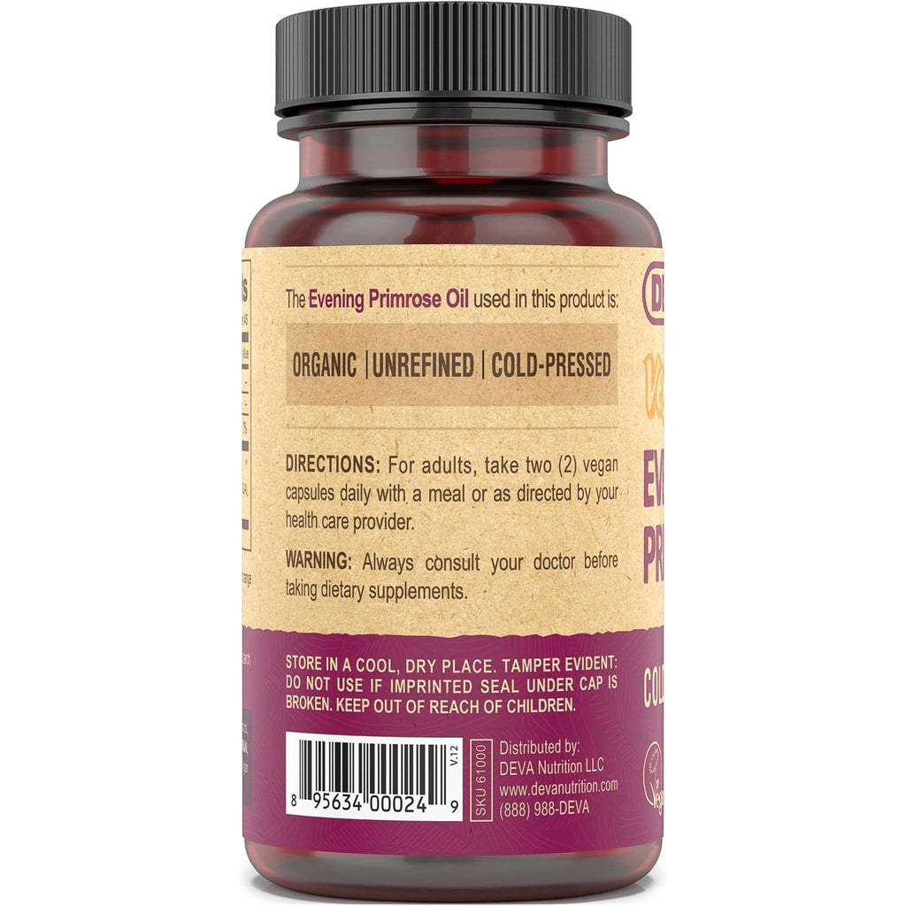 Buy now DEVA Vegan Evening Primrose Oil, Cold-Pressed, Unrefined, 90 Capsules, 1-Pack at indiglob india