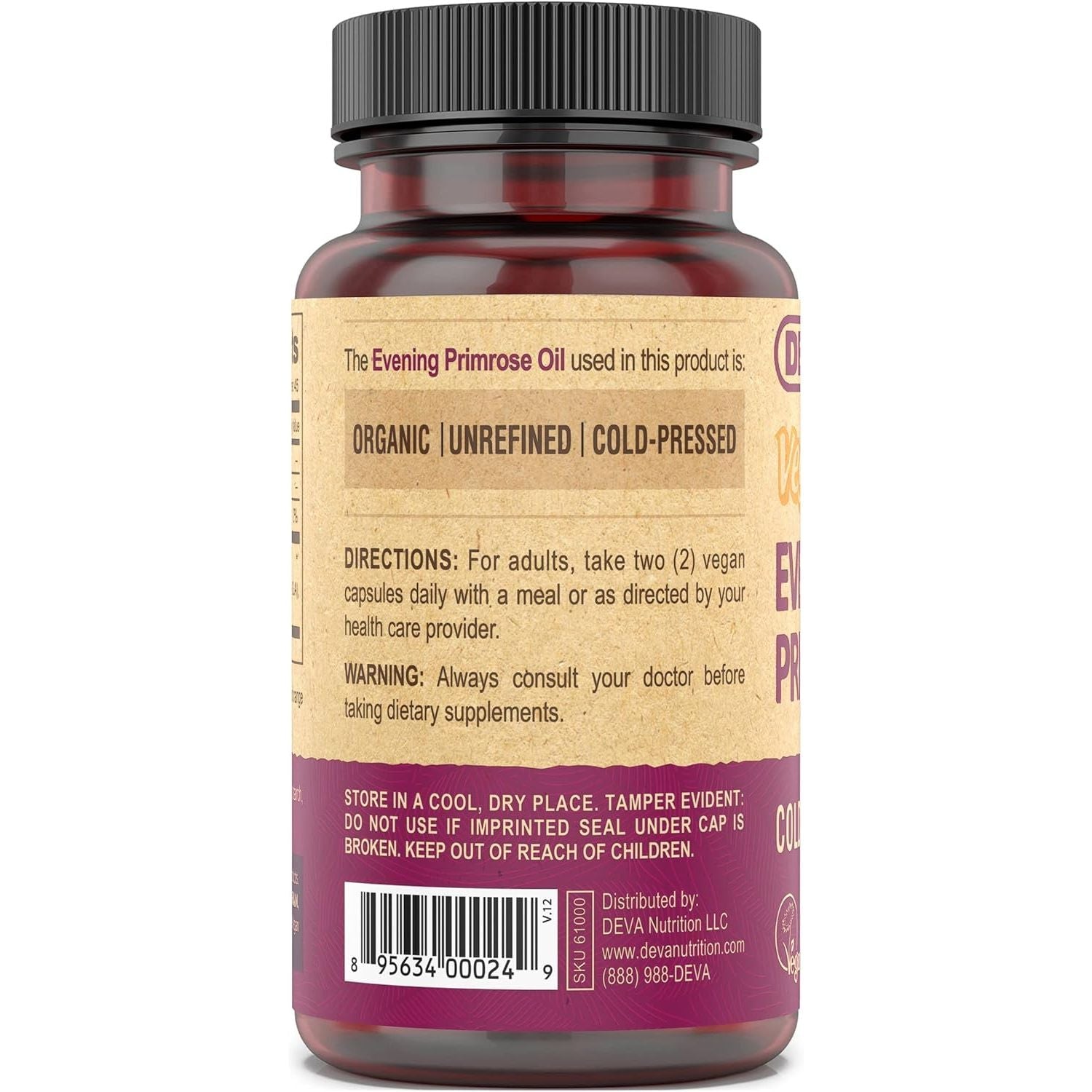 Buy now DEVA Vegan Evening Primrose Oil, Cold-Pressed, Unrefined, 90 Capsules, 1-Pack at indiglob india
