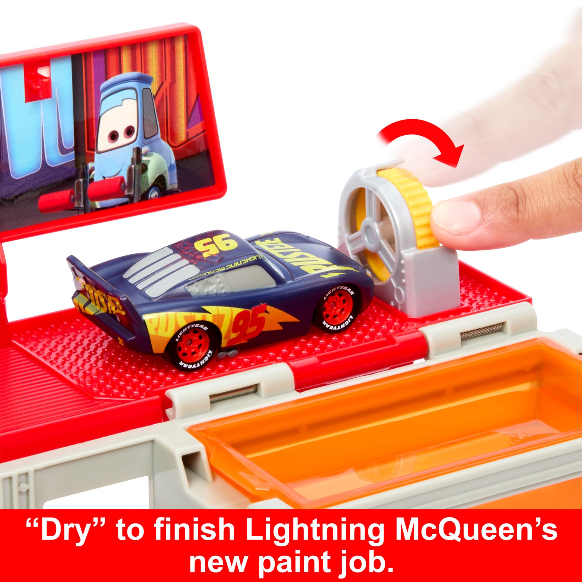 Buy now Mattel Disney and Pixar Cars Transforming Truck & Toy Car Playset, Color Changers Paint Shop Mack with Detachable Cab, Color Change Lightning McQueen & Accessories at indiglob india