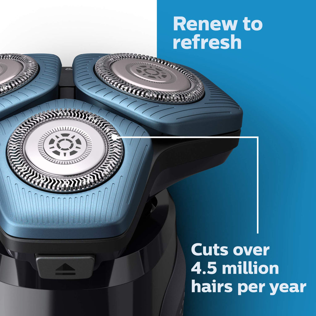 Philips Norelco Genuine Replacement Heads, 3 Count | 45 Self Sharpening SteelPrecision blades, Compatible with Series 5000 & 7000, SH71/52