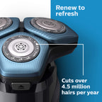 Philips Norelco Genuine Replacement Heads, 3 Count | 45 Self Sharpening SteelPrecision blades, Compatible with Series 5000 & 7000, SH71/52