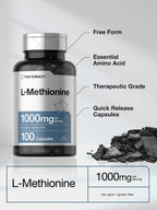 Horbäach L-Methionine 1000mg | 100 Capsules | Free Form Supplement