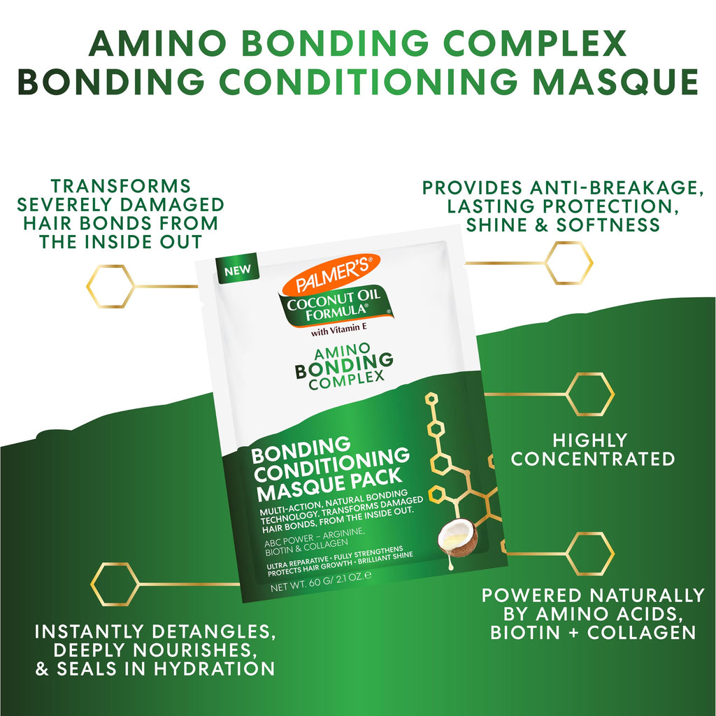 Palmer's Amino Bonding Hair Mask, Intense Conditioning Masque (2.1oz) | Heat Protectant with Multi-Action Natural Bond Technology, Anti Frizz, Adds Shine, Protects Hair Growth, All Hair Types