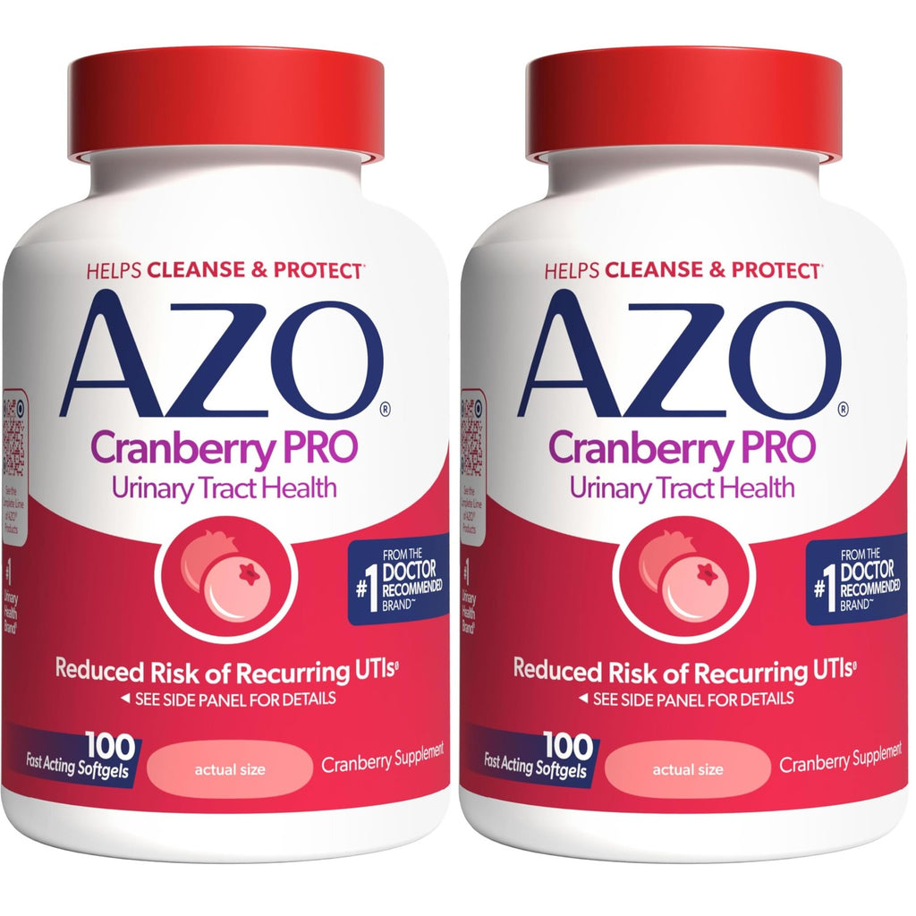 AZO Pro Strength Cranberry Supplement Pills for Women, 600mg, 100 Softgels | Made with Clinically Proven Pacran to Help Cleanse & Protect Urinary Tract Health Bladder Support*, Sugar-free, 50 Day Supply