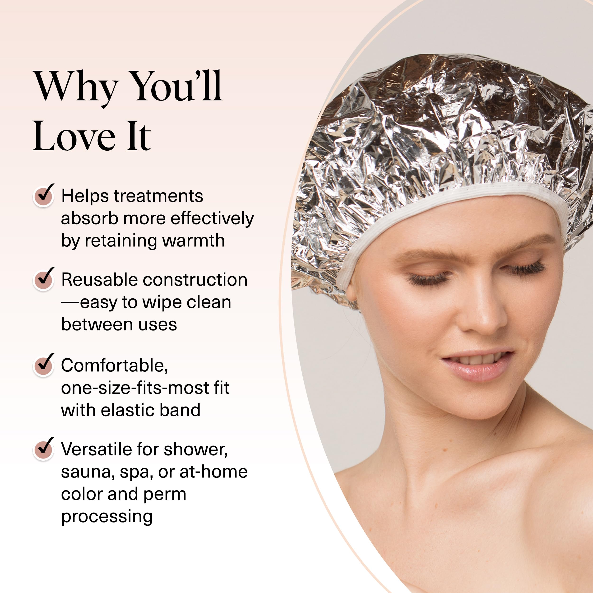Buy now Kitsch Aluminum Foil Heat Cap for Deep Conditioning - Reusable Hair Streamer For Coloring, Perm & Treatment, Heat Cap with Elastic Band, Processing Caps for Hair, Shower Caps for Sauna, Shower & Spa at indiglob india
