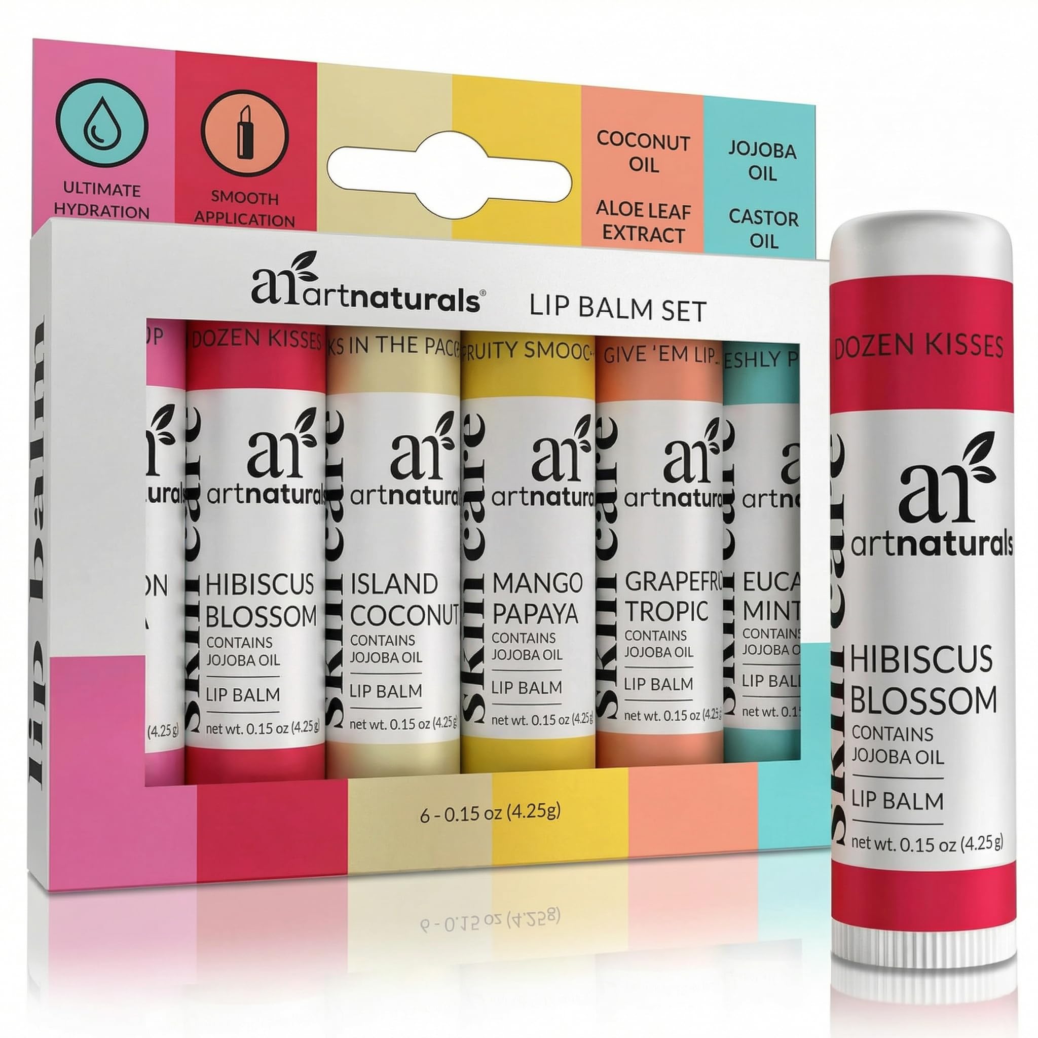 Buy now ArtNaturals Beeswax Lip Balm Gift Set â€“ 6 Pack Assorted Flavors with Coconut Oil, Aloe & Jojoba Oil â€“ Hydrating, Nourishing, Natural Lip Care at indiglob india