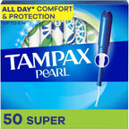 Buy now Tampax Pearl Tampons for Women, with LeakGuard Braid, Super Absorbency, Unscented, 50 Count at indiglob india