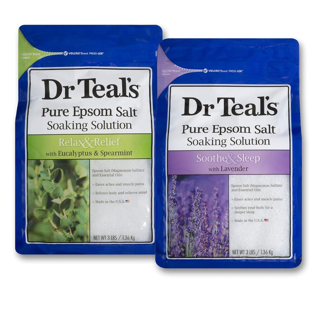 Buy now Dr Teal's Epsom Salt Bath Soaking Solution, Eucalyptus and Lavender, 2 Count, 3lb Bags - 6lbs Total at indiglob india