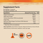 Nature's Base Turmeric and Ginger Supplement with Curcumin, ACV & BioPerine | Joint & Digestive Support, 95% Curcuminoids, Apple Cider Vinegar, Black Pepper Extract for Enhanced Absorption, 240 Capsules
