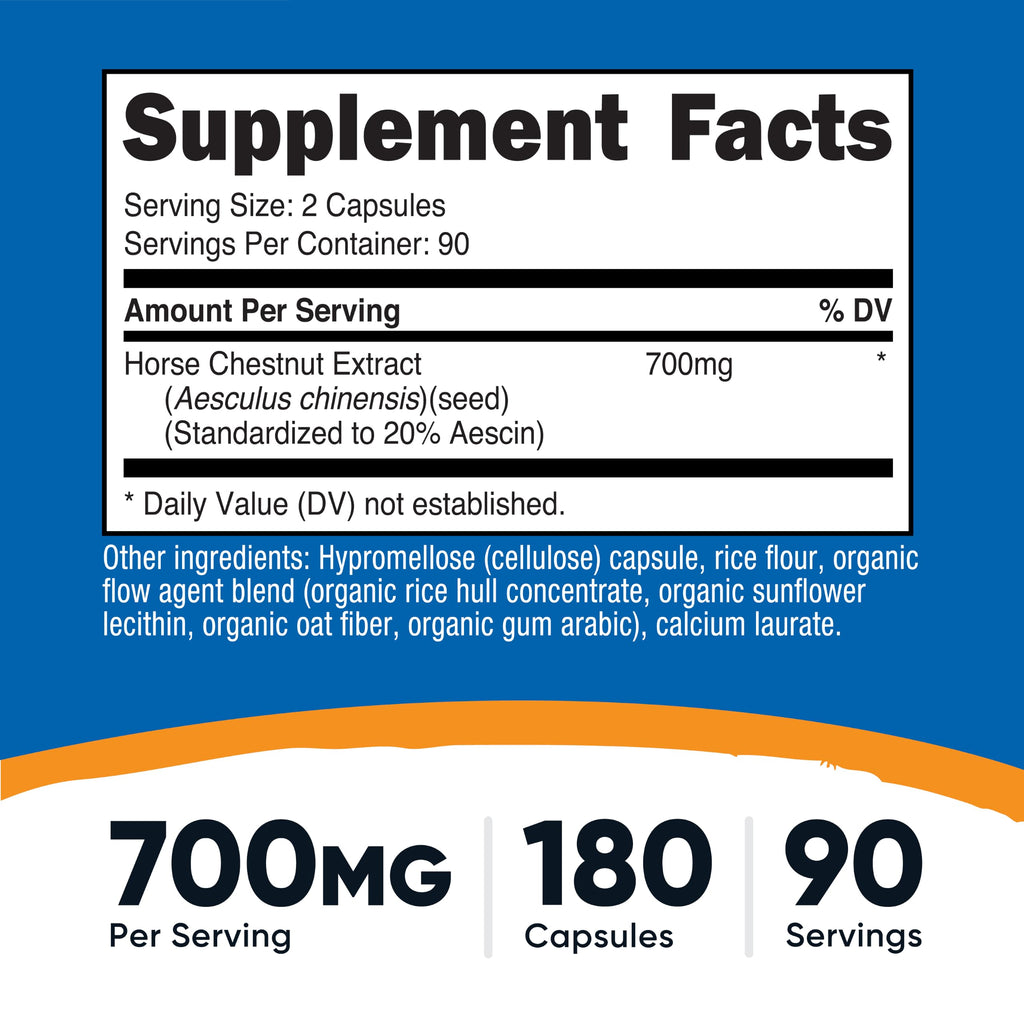 Nutricost Horse Chestnut Extract Capsules 700mg Per Serving, 180 Capsules