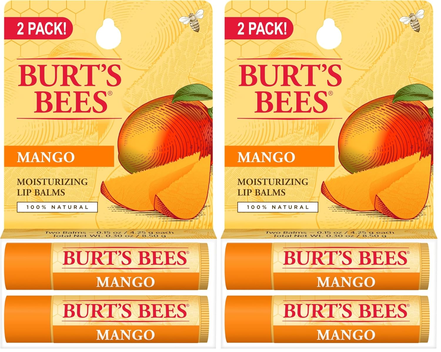 Buy now Burt's Bees Lip Balm - Mango, Lip Moisturizer With Responsibly Sourced Beeswax, Tint-Free, Natural Origin Conditioning Treatment, 2 Tubes, 0.15 oz. (Pack of 2) at indiglob india