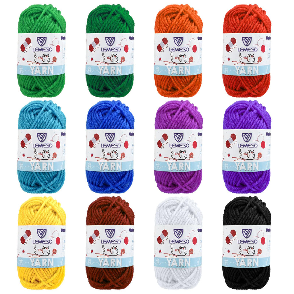 Yinsun 12 Crochet Yarn for Crafts, Mini Acrylic Yarn for Beginners (12x15g)