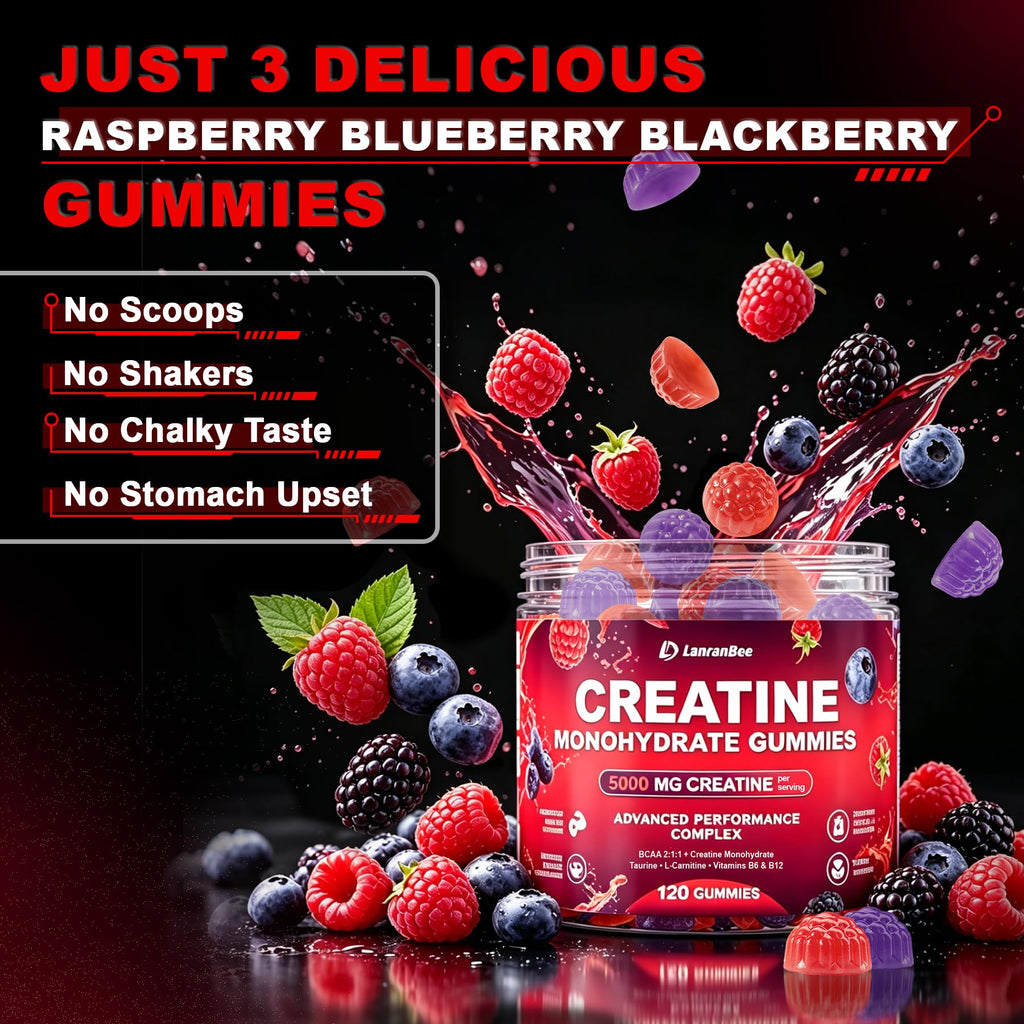 Creatine Monohydrate Gummies for Men & Women with L-Carnitine & Taurine