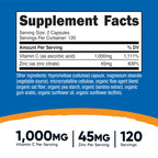 Nutricost Vitamin C with Zinc Capsules, 120 Servings, Gluten Free, GMO-Free | 1000mg Vitamin C, 45mg Zinc