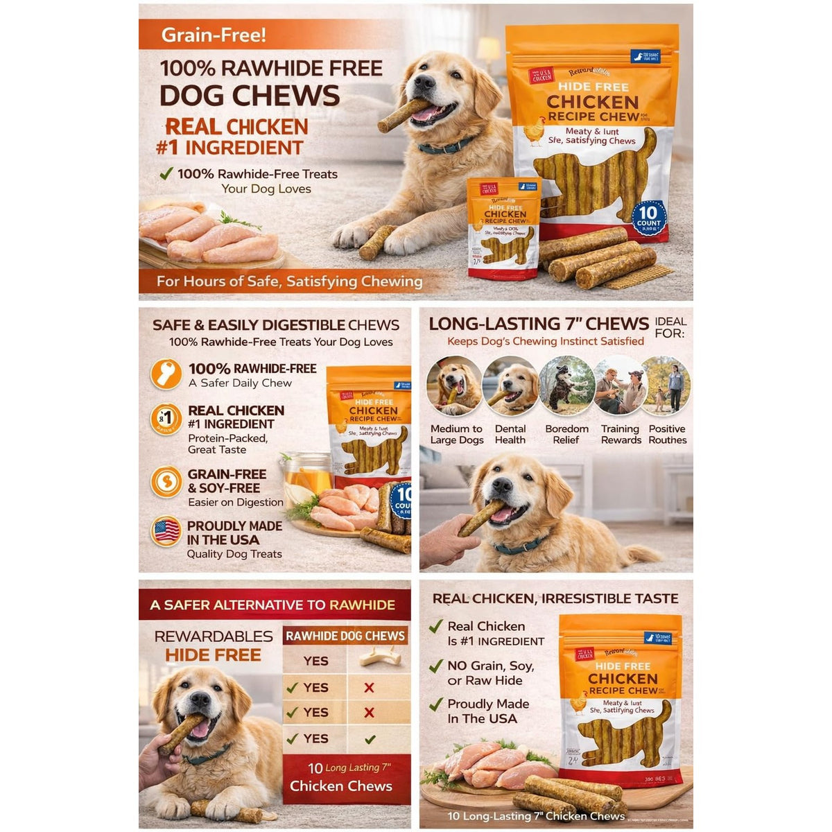 Rewardables Hide Free Chicken Recipe Chews, 10 Count