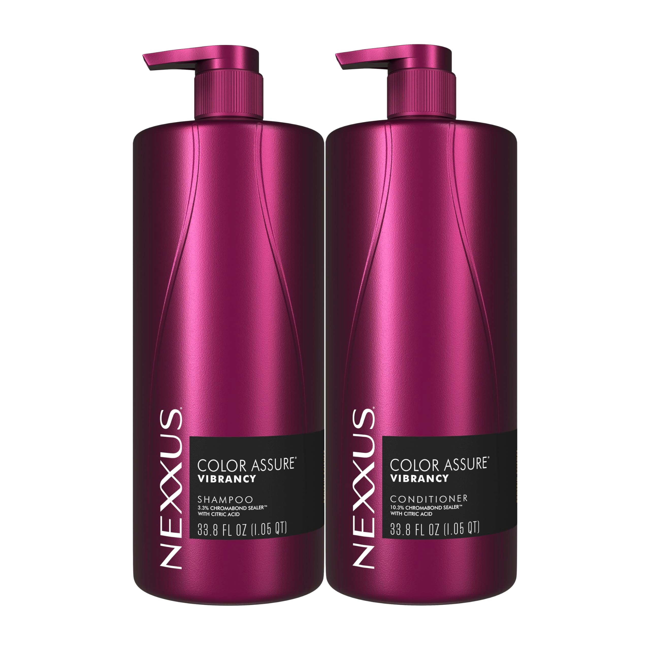 Nexxus Color Assure Color Care 2 Count for Vibrancy Shampoo, Conditioner Color Treated Hair Powered by Chromabond Sealer with Citric Acid 33.8 fl oz