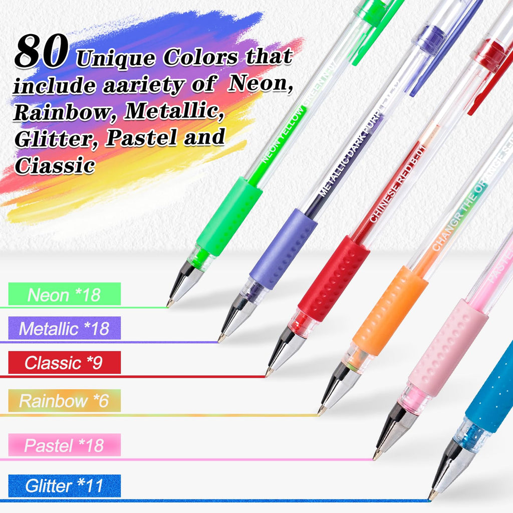 Aen Art Gel Pens for Adult Coloring Books, 160 Pack Artist Colored Gel Pen