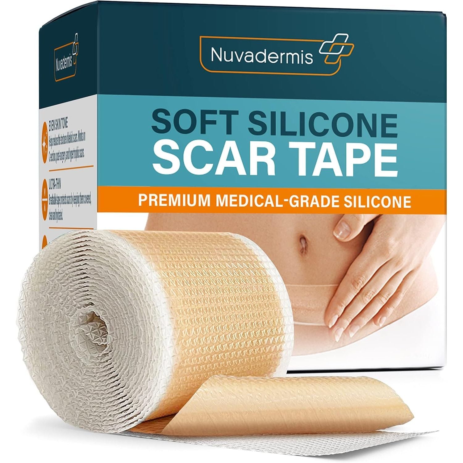 Buy now NUVADERMIS Silicone Scar Sheets - Extra Long Scar Sheets for C-Section, Tummy Tuck, Keloid, and Surgical Scars - Reusable Medical Grade Silicone Scar Sheets - Pack of 4 - Light Tone Scar Tape Light - 1 Pack at indiglob india