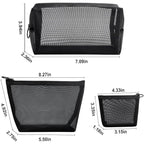 Buy now Aosbos 3-Pack Mesh Cosmetic Bag Set - Travel/On-The-Go Makeup Storage, Zipper Closure Small Pouch at indiglob india