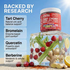 Clean Nutra Tart Cherry Gummies Uric Acid Flush Celery Milk Thistle Bromelain Vitamin C Magnesium Citrus Bergamot Ginger Stinging Nettle Leaf Chamomile Berberine Quercetin Support 60 Gummy Vitamins