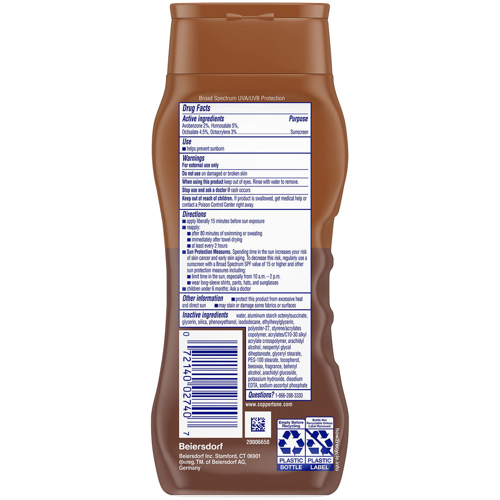 Coppertone Tanning Sunscreen Lotion SPF 8, 8 FL OZ | Sun Tanning Lotion Broad Spectrum SPF 8 with Vitamin E, Water Resistant, PABA, Oxybenzone, Octinoxate and Dye Free