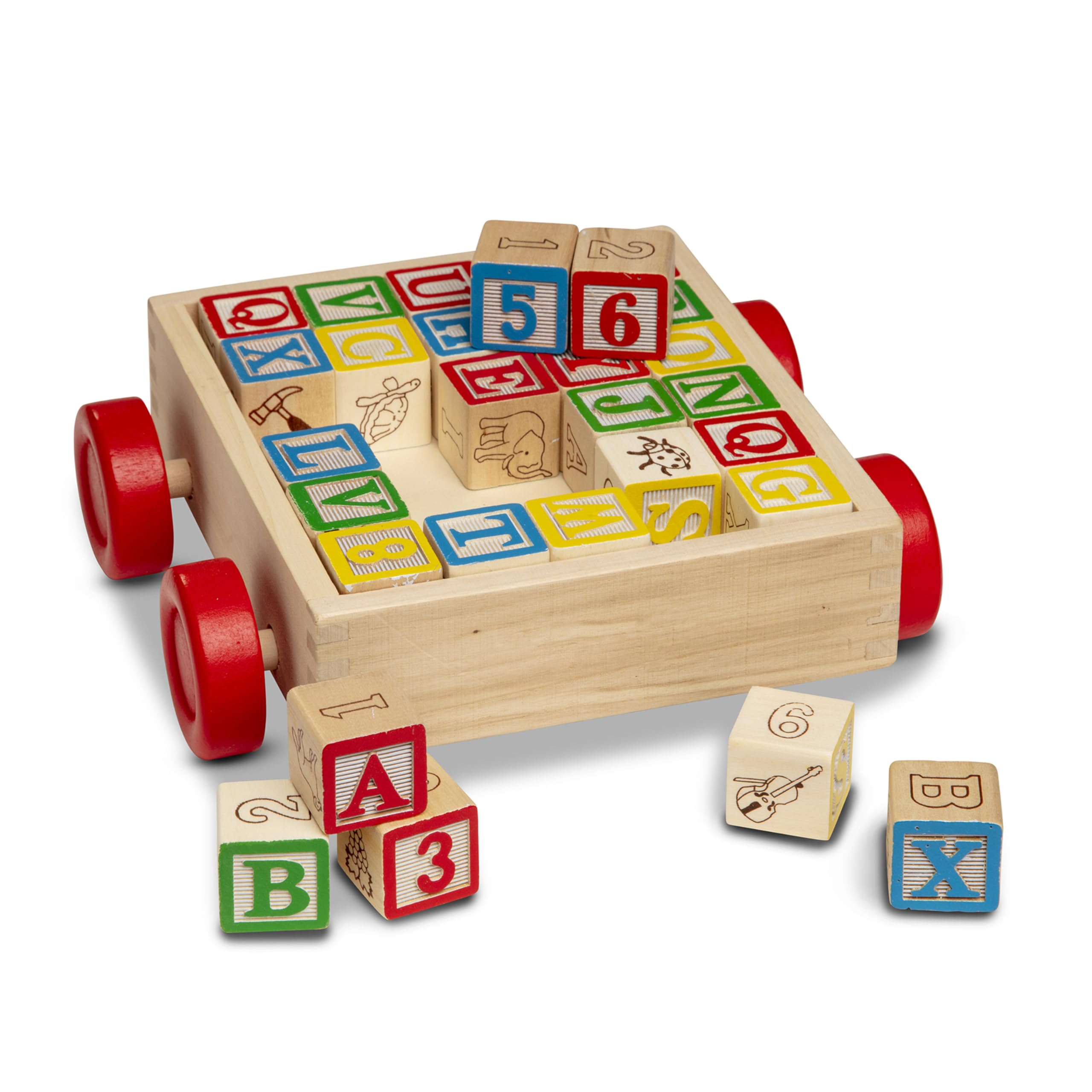 Buy now Melissa & Doug Classic ABC Wooden Block Cart Educational Toy with 30 1-Inch Solid Wood Blocks, Multicolor at indiglob india