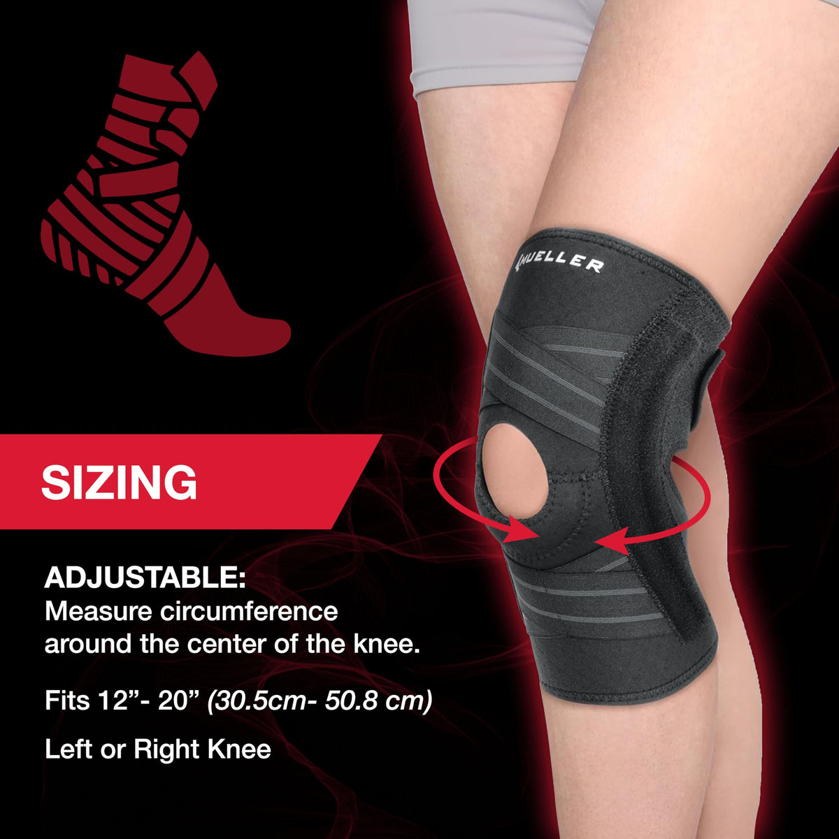 MUELLER Sports Medicine Adjustable Knee Brace, Knee Support for Arthritis Pain, Knee Sprains, ACL, MCL Joint Instability & Injury Recovery, Compression Stabilizer for Walking, Running, Sports & Daily Activities, One Size Fits Most
