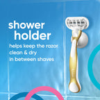 Gillette Venus Extra Smooth Sensitive Gold Women's Razor Handle + 2 Blade Refills, includes Shower Holder