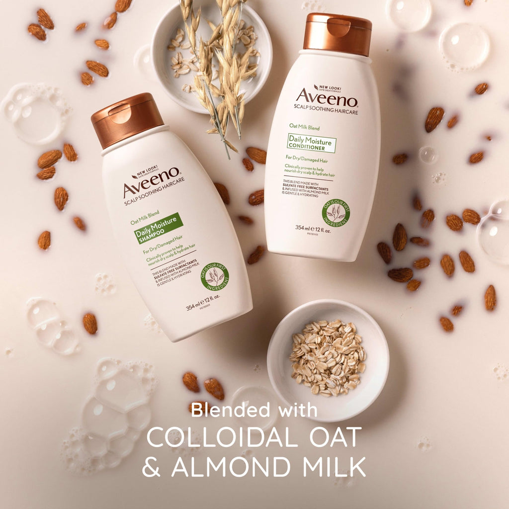 Aveeno Oat Milk Blend Moisturizing Shampoo, Ultra-Hydrating, for Dry, Damaged Hair, 12 fl oz