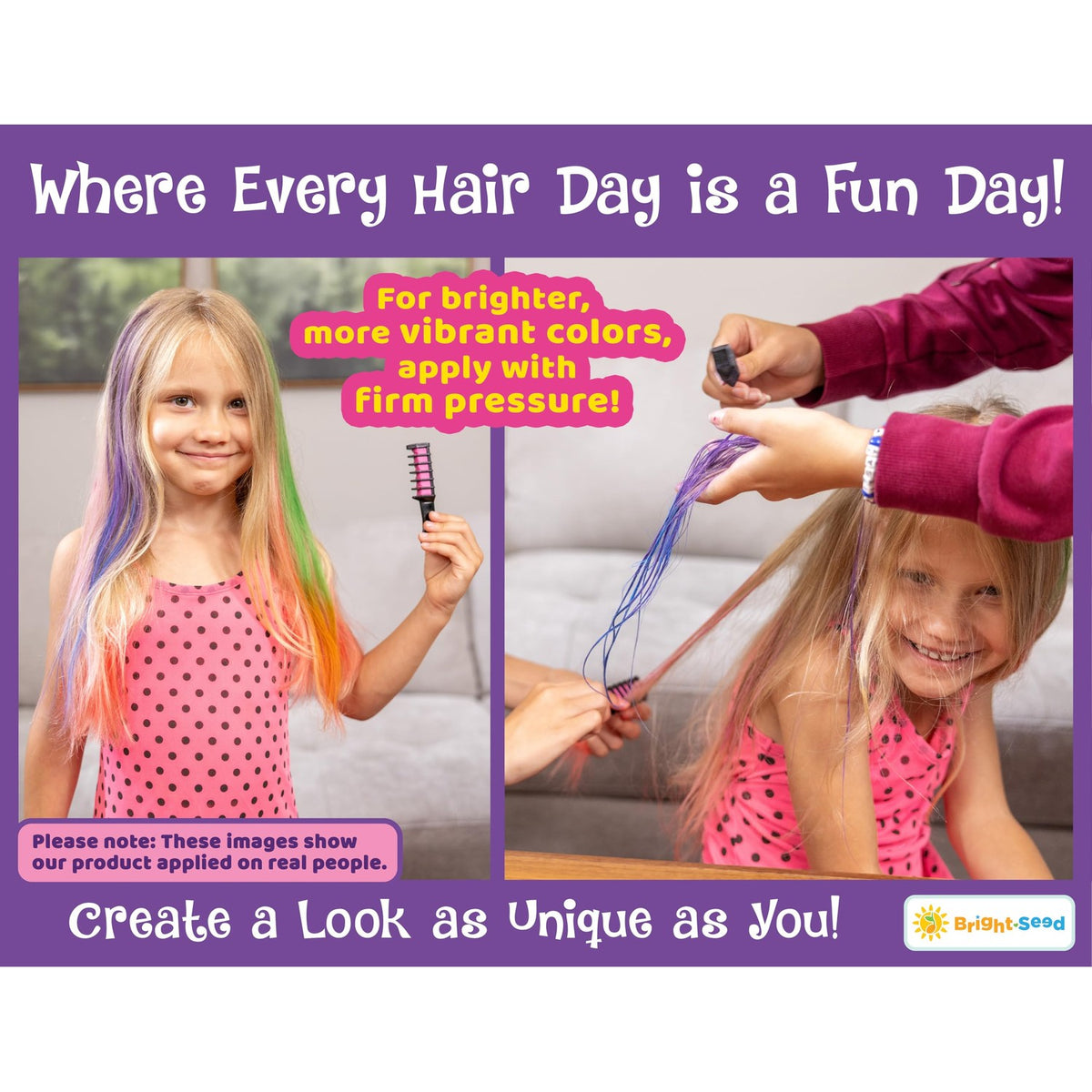 Bright Seed Hair Chalk for Girls, Fun Washable Temporary Hair Color