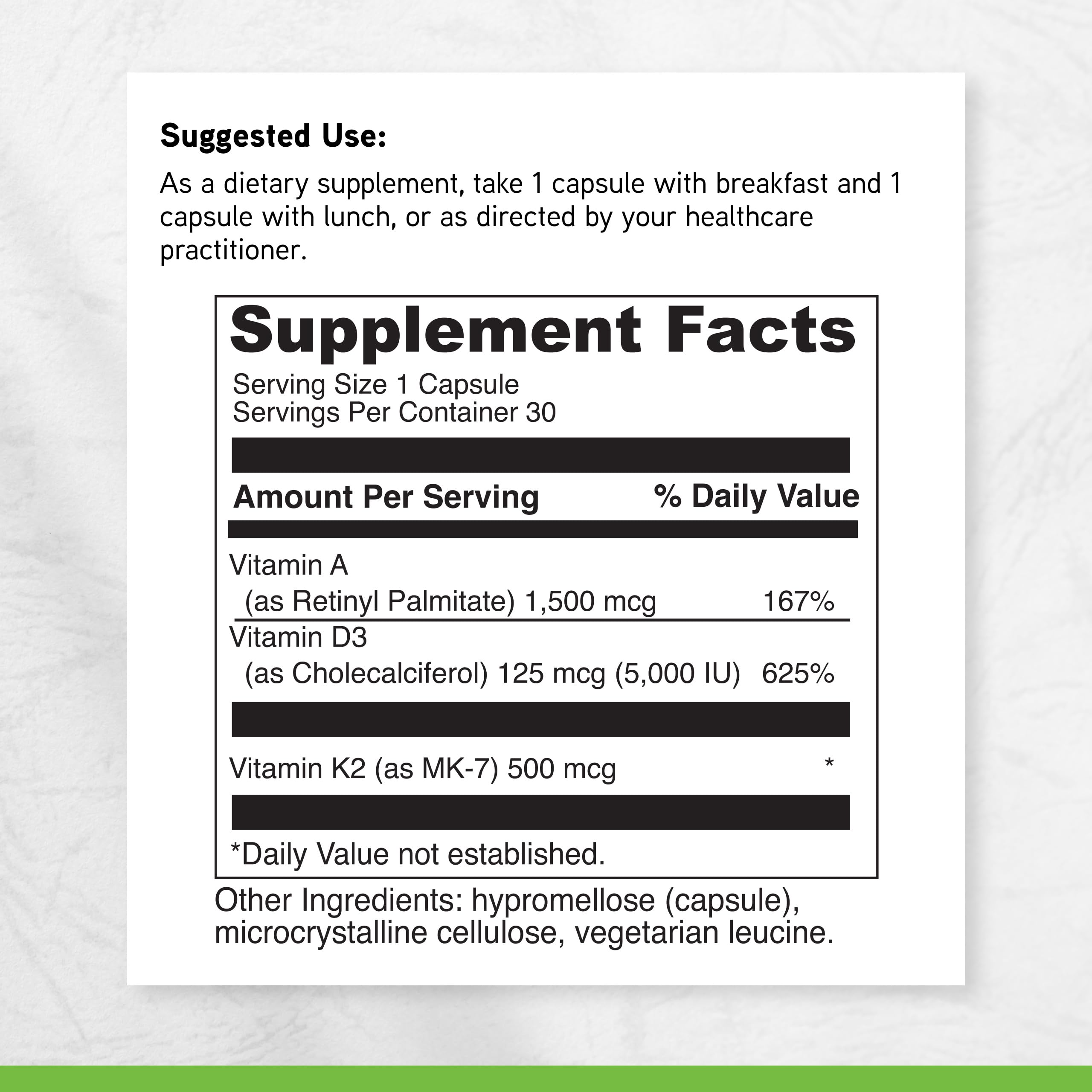 DAVINCI Labs ADK - Helps Support Bone, Heart & Immune Health - Dietary Supplement with Vitamins A, D3 & K2 (as MK-7) - Vegetarian, Gluten Free & Soy Free - 60 Capsules