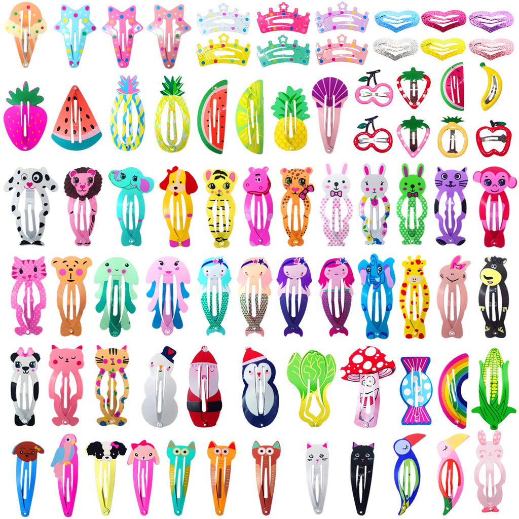 Girls Hair Clips Barrettes, Funtopia 80 Pcs Metal Snap Hair Clips for Kids