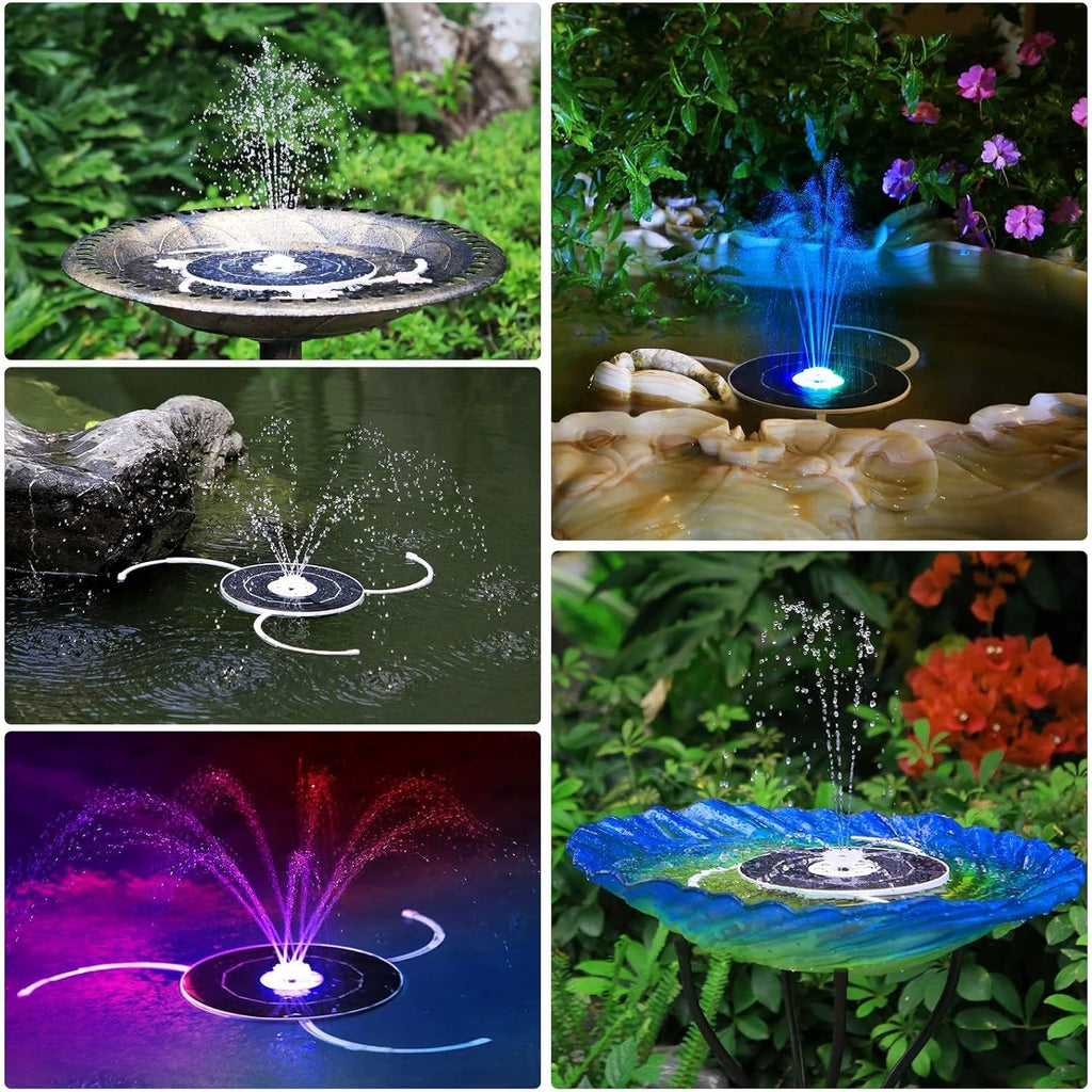 Buy now AISITIN 3.5W Solar Fountain Pump, LED Lighting Solar Water Pump Floating Fountain with 6 Nozzles, 1500mAh Battery Backup for Bird Bath, Fish Tank, Pond or Garden Decoration Solar Aerator Pump at indiglob india