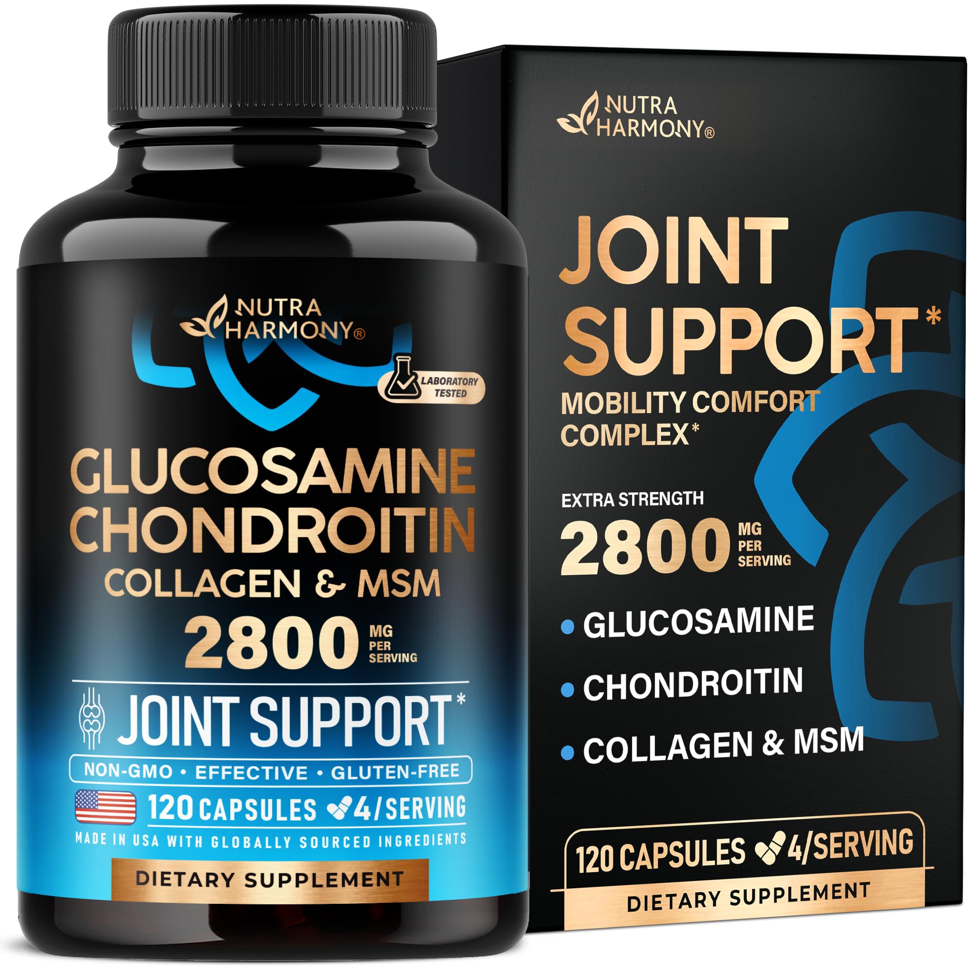 Glucosamine Chondroitin MSM Collagen - Joint Supplements 2800 mg - 120 Caps