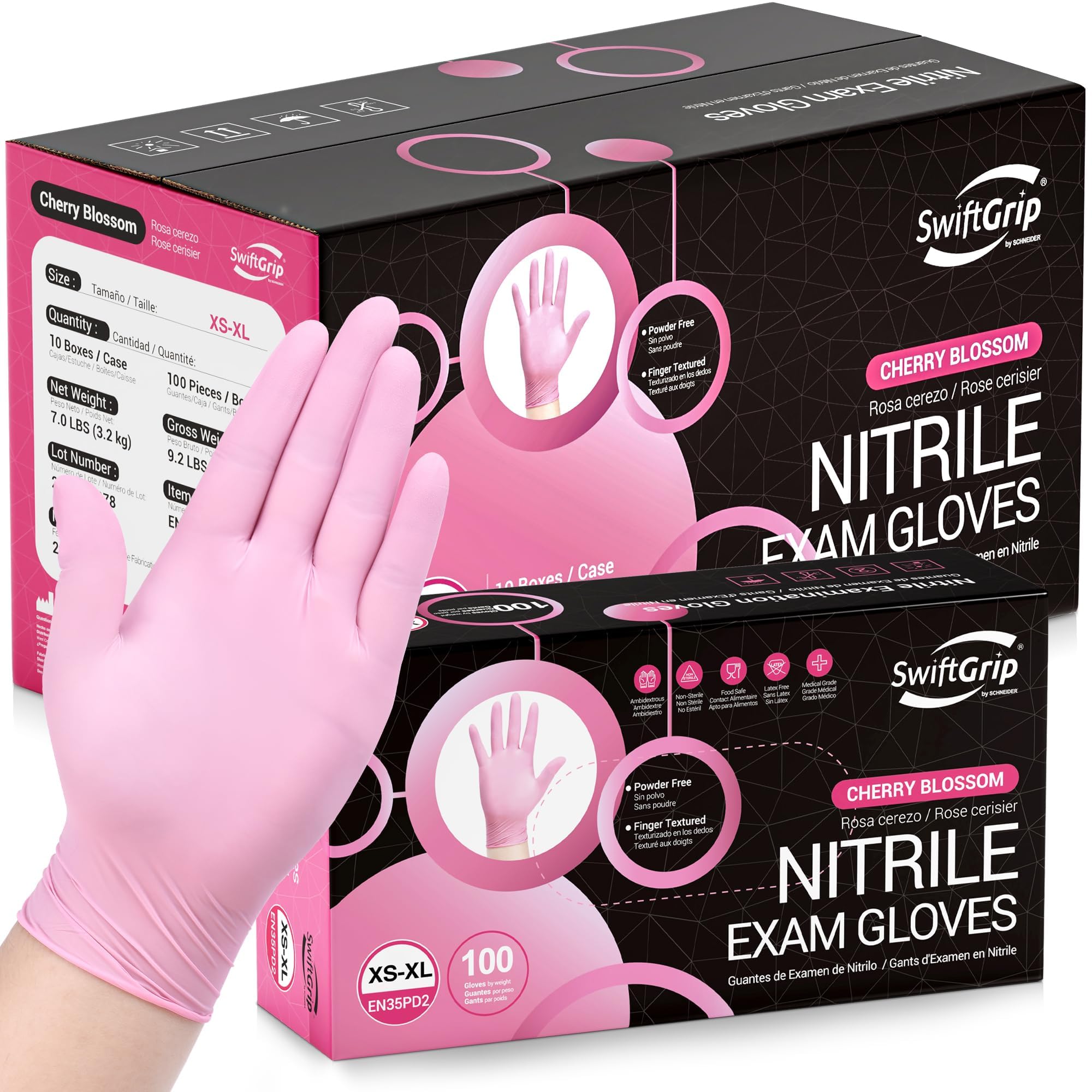 Buy now Pink Nitrile Gloves, 3-mil, Industrial Gloves Disposable Latex Free, for Cleaning & Esthetician, Rubber Powder-Free, 100-ct Box (Small) at indiglob india